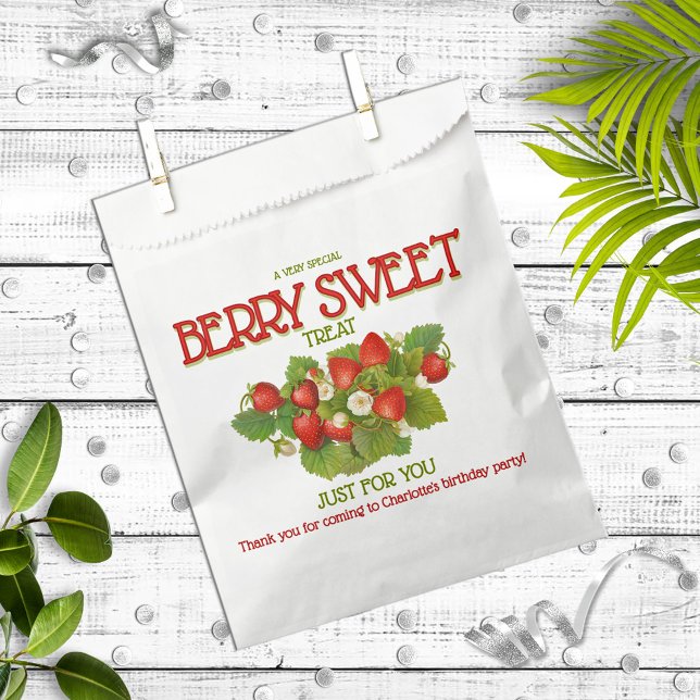 Berry Sweet Strawberry Birthday Party Favour Bags (Creator Uploaded)