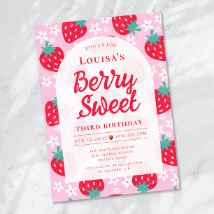 Berry Sweet Strawberry Birthday Party Invitation