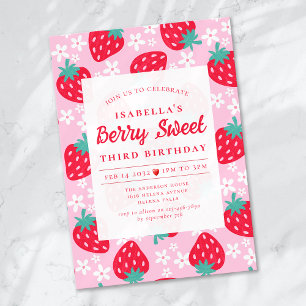 Berry Sweet Strawberry Birthday Party Invitation