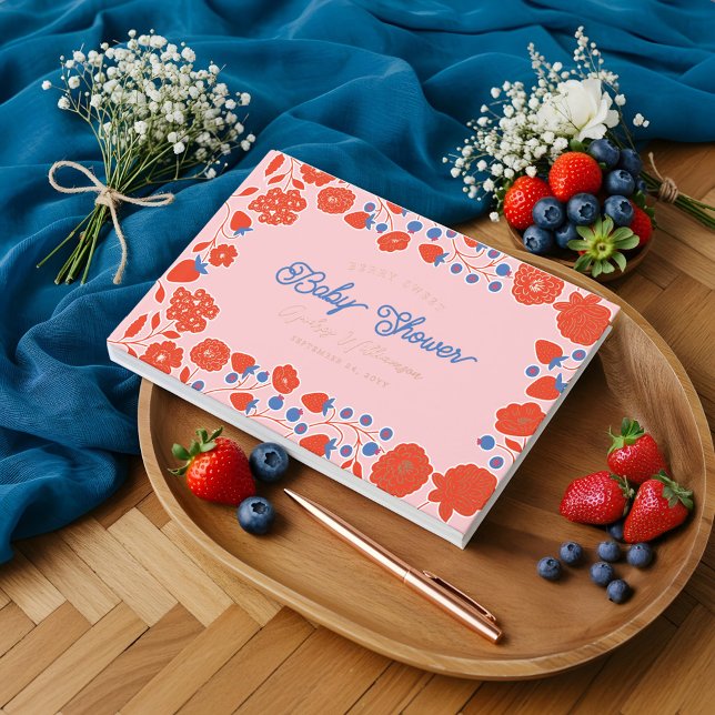 Berry Sweet Strawberry & Blooms Baby Shower Guest Book (Berry Sweet Strawberry & Blooms Baby Shower Foil Guest Book)