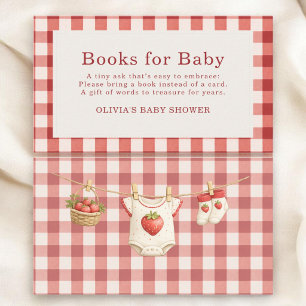 Berry Sweet Strawberry Books For Baby Shower Enclosure Card