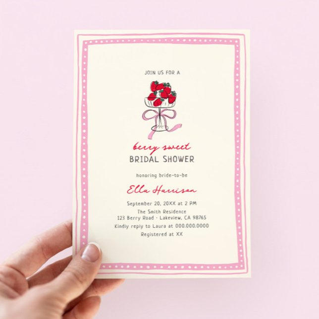 Berry Sweet Strawberry Bridal Shower Invitation (Creator Uploaded)