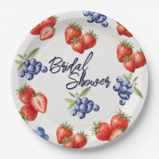 Berry Sweet Strawberry Bridal Shower Paper Plate