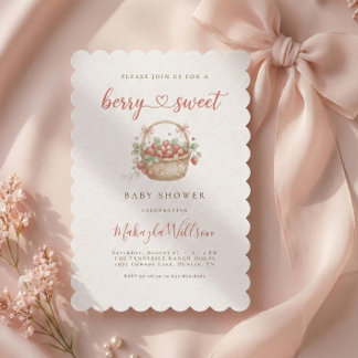 Berry Sweet Strawberry Coquette Baby shower Invitation