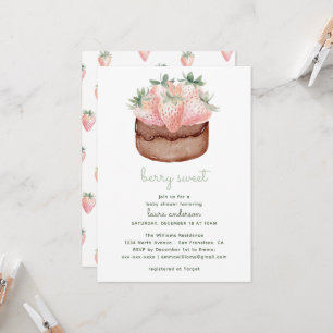 Berry Sweet Strawberry Cupcake Baby Shower Invitation