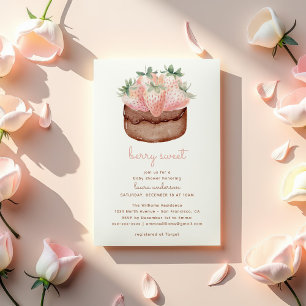 Berry Sweet Strawberry Cupcake Baby Shower Invitation
