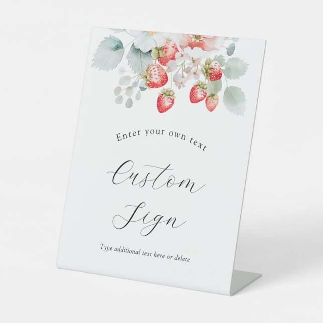 Berry Sweet Strawberry Custom Text Sign (Front)