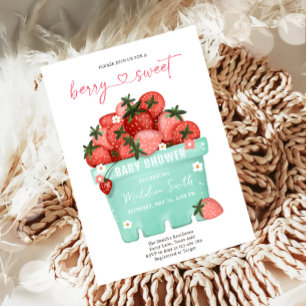 Berry Sweet Strawberry Farmers Market Baby Shower Invitation