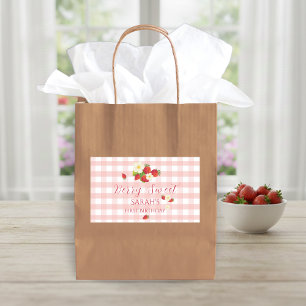 Berry Sweet Strawberry Favor Gift 1st Birthday Rectangular Sticker