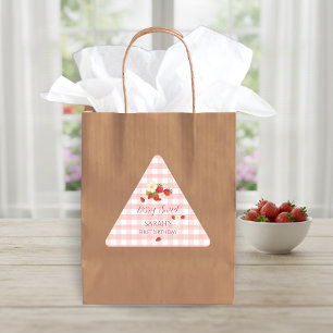 Berry Sweet Strawberry Favor Gift 1st Birthday  Triangle Sticker