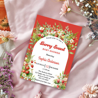 Berry Sweet Strawberry | Floral Baby Shower Invitation