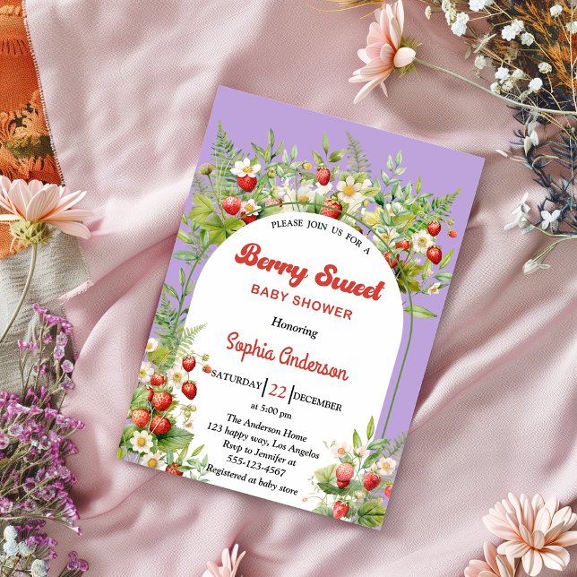 Berry Sweet Strawberry | Floral Baby Shower Invitation (Creator Uploaded)