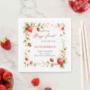 Berry Sweet Strawberry Garden Summer Baby Shower Napkin