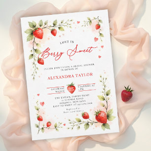 Berry Sweet Strawberry Garden Summer Bridal Shower Invitation