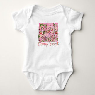 Berry Sweet Strawberry Garden Watercolor Floral Baby Bodysuit