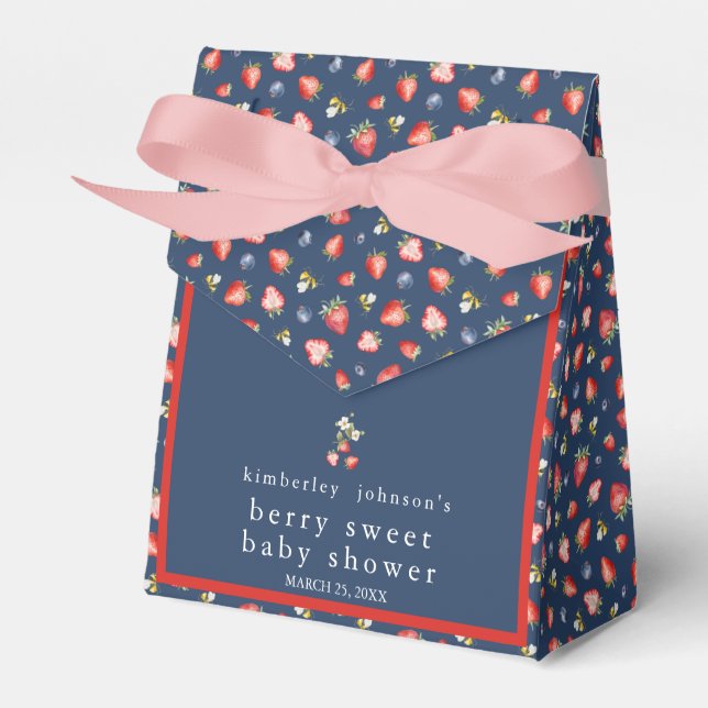 Berry Sweet Strawberry Girl Baby Shower Favor Box (Front Side)