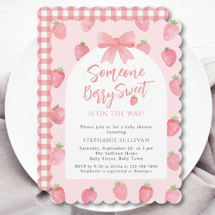 Berry Sweet Strawberry Girl Baby Shower Invitation
