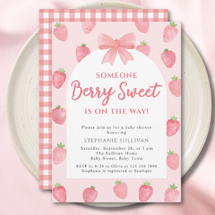 Berry Sweet Strawberry Girl Baby Shower Invitation