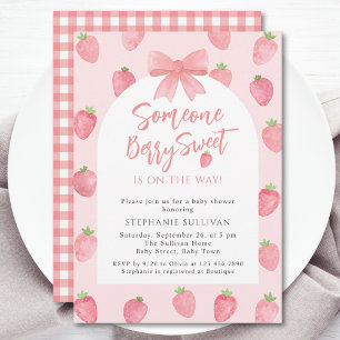 Berry Sweet Strawberry Girl Baby Shower Invitation