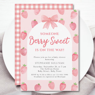 Berry Sweet Strawberry Girl Baby Shower  Invitation