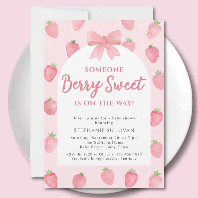 Berry Sweet Strawberry Girl Baby Shower  Invitation (Creator Uploaded)