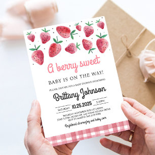 Berry Sweet Strawberry Girl Baby Shower Invite