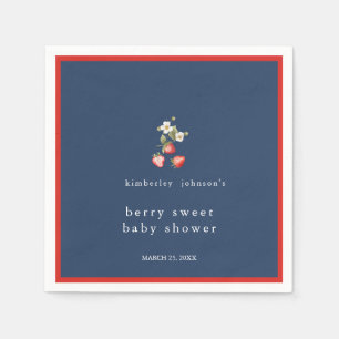 Berry Sweet Strawberry Girl Baby Shower Napkin