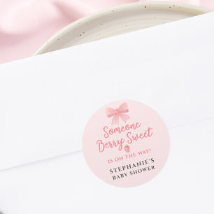 Berry Sweet Strawberry Girl's Baby Shower Classic Round Sticker
