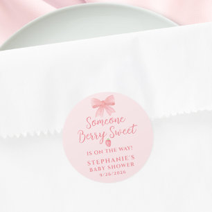 Berry Sweet Strawberry Girl's Baby Shower Classic Round Sticker
