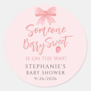 Berry Sweet Strawberry Girl's Baby Shower  Classic Round Sticker