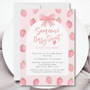 Berry Sweet Strawberry Girl's Baby Shower Invitation