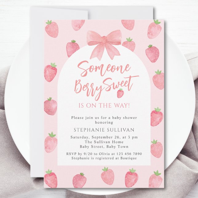 Berry Sweet Strawberry Girl's Baby Shower Invitation (Creator Uploaded)