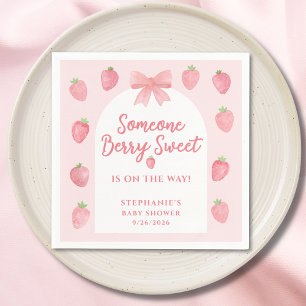 Berry Sweet Strawberry Girl's Baby Shower Napkin
