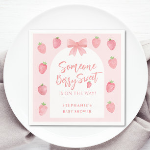 Berry Sweet Strawberry Girl's Baby Shower Napkin