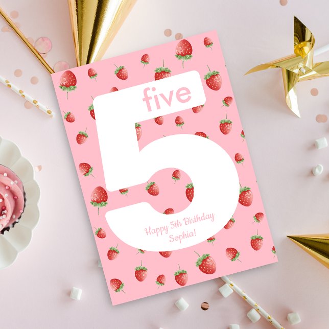 Berry Sweet Strawberry Happy Birthday Card (Creator Uploaded)