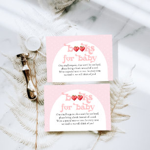 Berry Sweet Strawberry Heart Girl Baby Shower   Enclosure Card