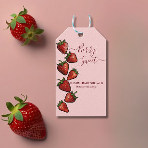 Berry Sweet Strawberry Hearts Baby Shower Gift Tags