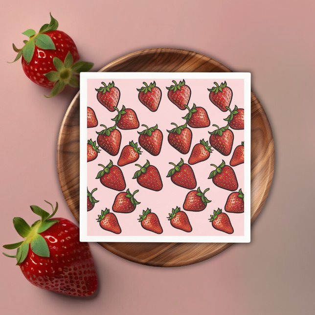 Berry Sweet Strawberry Hearts Baby Shower Napkin (Creator Uploaded)