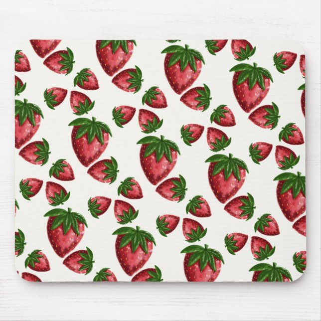 Berry Sweet Strawberry Pattern Mouse Pad (Front)