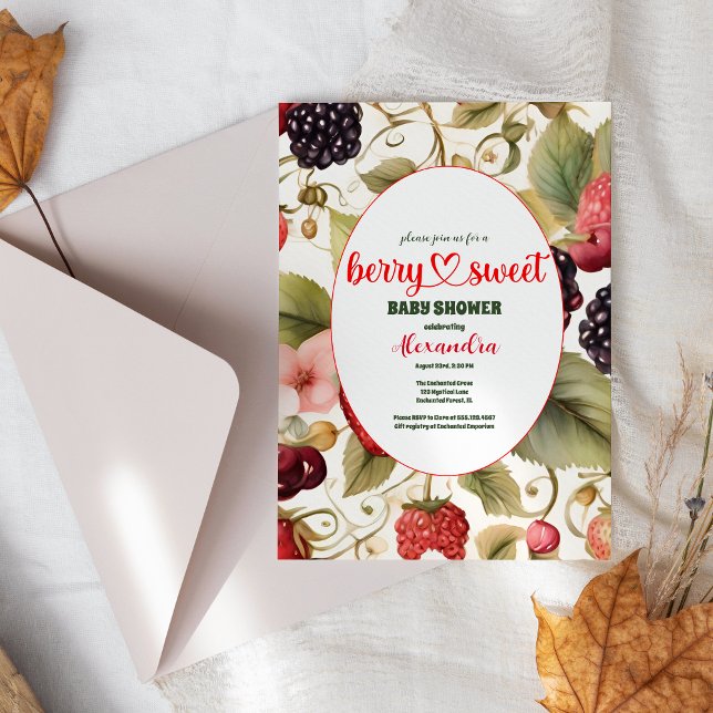 Berry Sweet Strawberry Red Blue Baby Shower Invitation (Creator Uploaded)