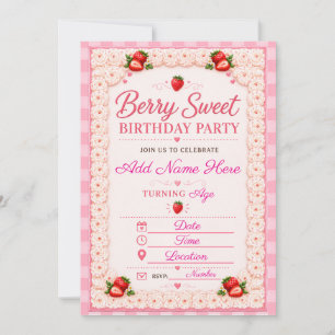 Berry Sweet Strawberry Shortcake Invitation