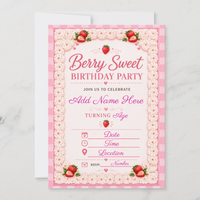 Berry Sweet Strawberry Shortcake Invitation (Front)