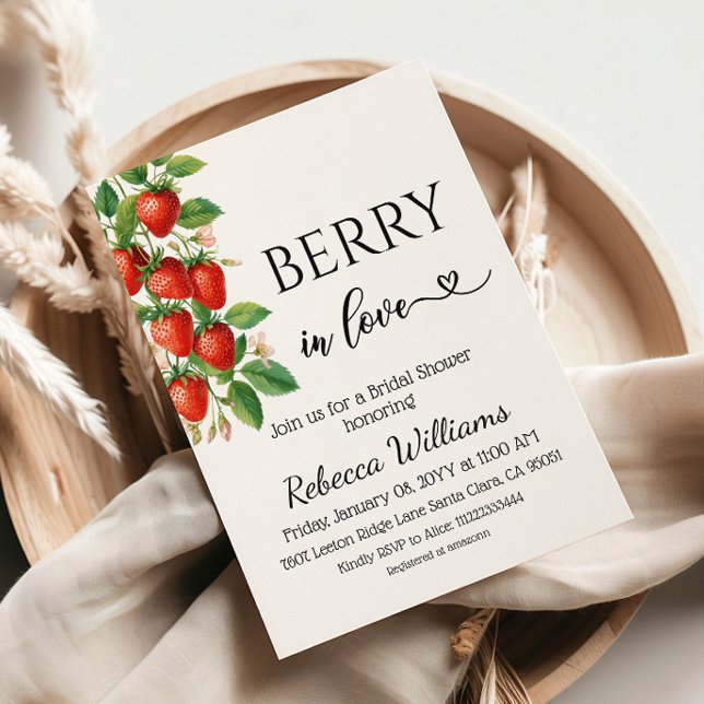 Berry Sweet Strawberry Summer Bridal Shower Invitation (Creator Uploaded)