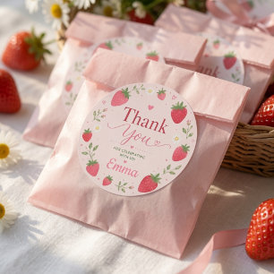 Berry Sweet Strawberry Thank You Classic Round Sticker