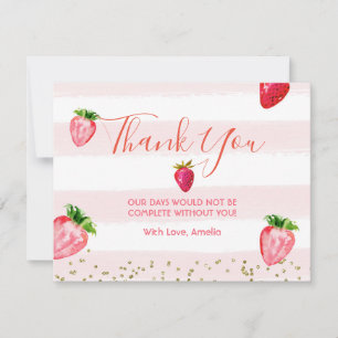 Berry Sweet Strawberry Thank You Note Card