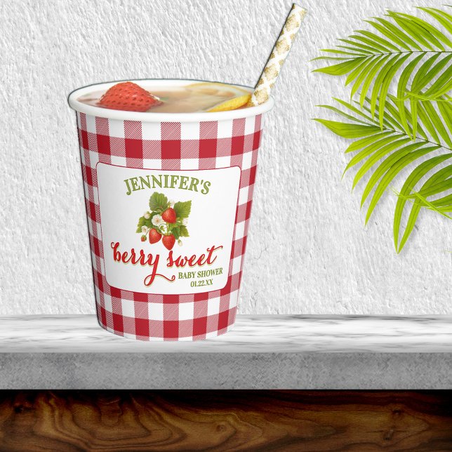 Berry Sweet Strawberry Theme Baby Shower Paper Cups (Creator Uploaded)