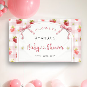 Berry Sweet Strawberry Welcome Baby Shower   Banner