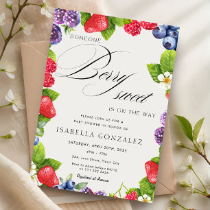 Berry Sweet Strawberry Wild Berries Baby Shower Invitation