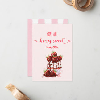 Berry Sweet Stripes Cupcake Whimsy Valentines Day Card