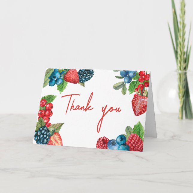 Berry Sweet Summer Baby Shower Thank You Card (Front)